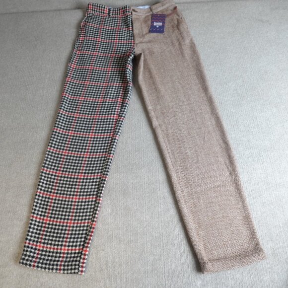 Rowing Blazers Mens Pants 33 x 33 Brown Plaid Herringbone Wool Blend NEW